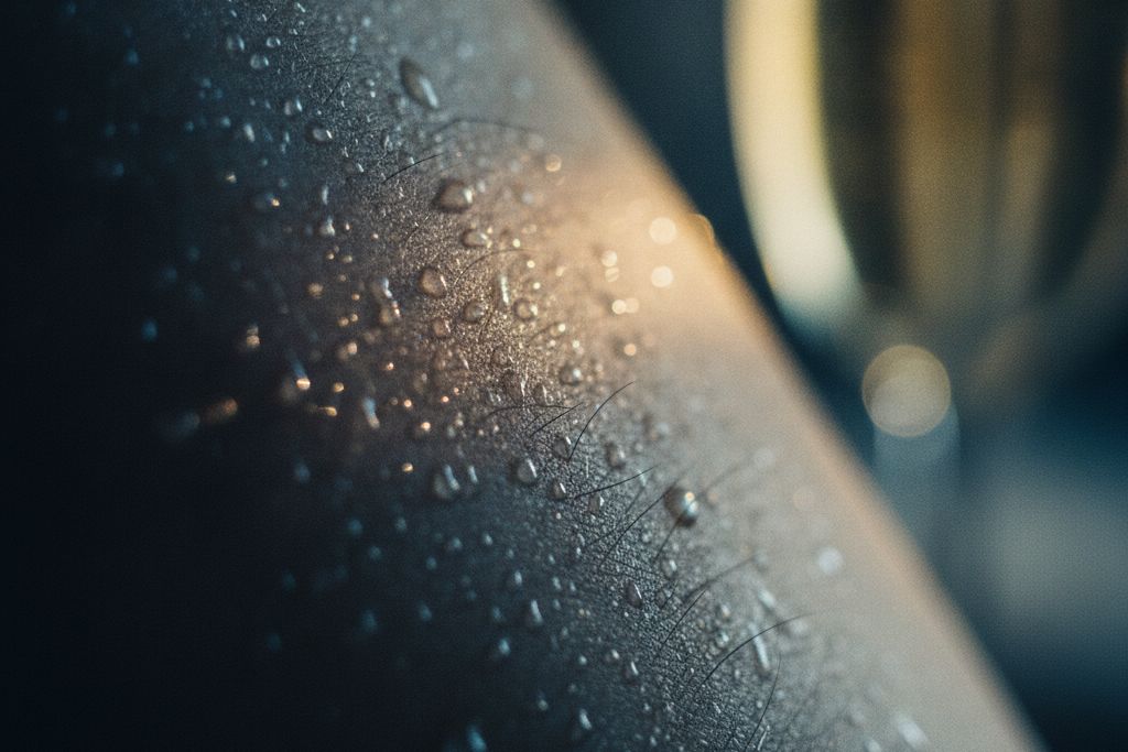 A cool-toned macro of dewy skin texture