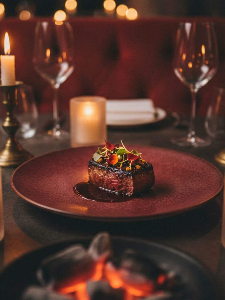 Course one, the amuse-bouche: a single bite off the coals in ember glow