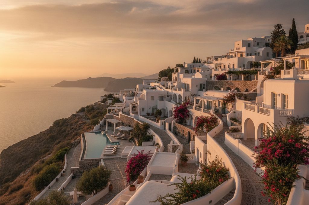 The hillside village of Deia, terraces dropping toward the sea at midday