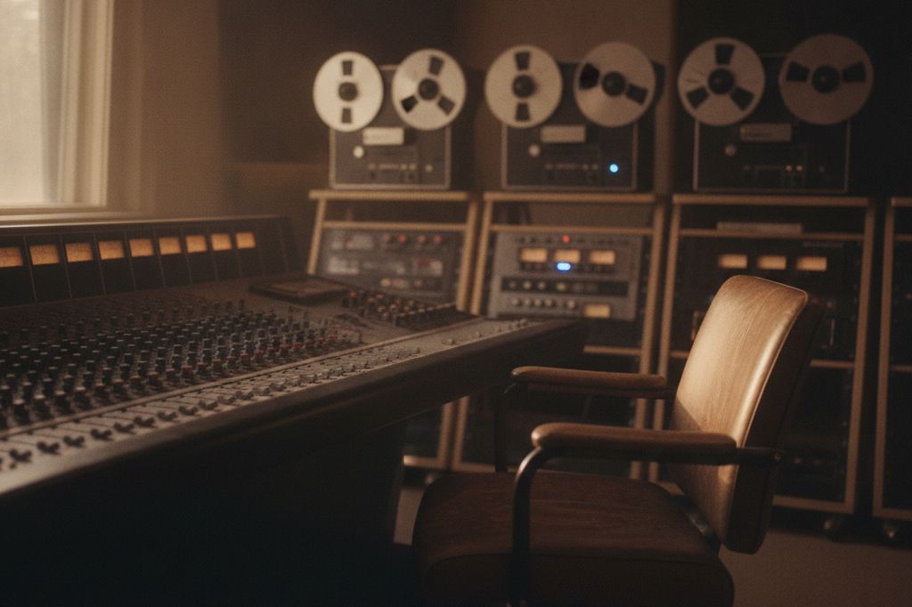 The label's studio in low evening light